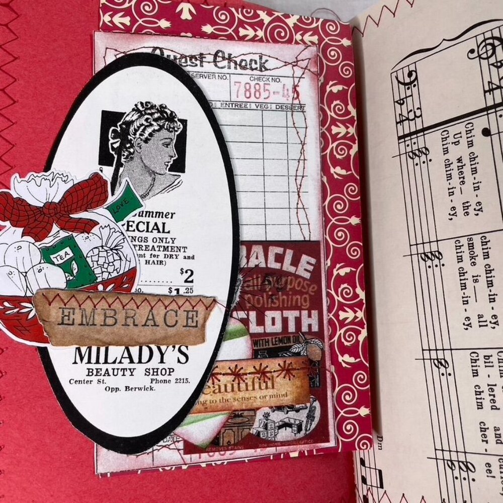 Christmas Junk Journal Includes Charm u Washi Fabric Wrap Tons Ephemera Handmad - Picture 14 of 16